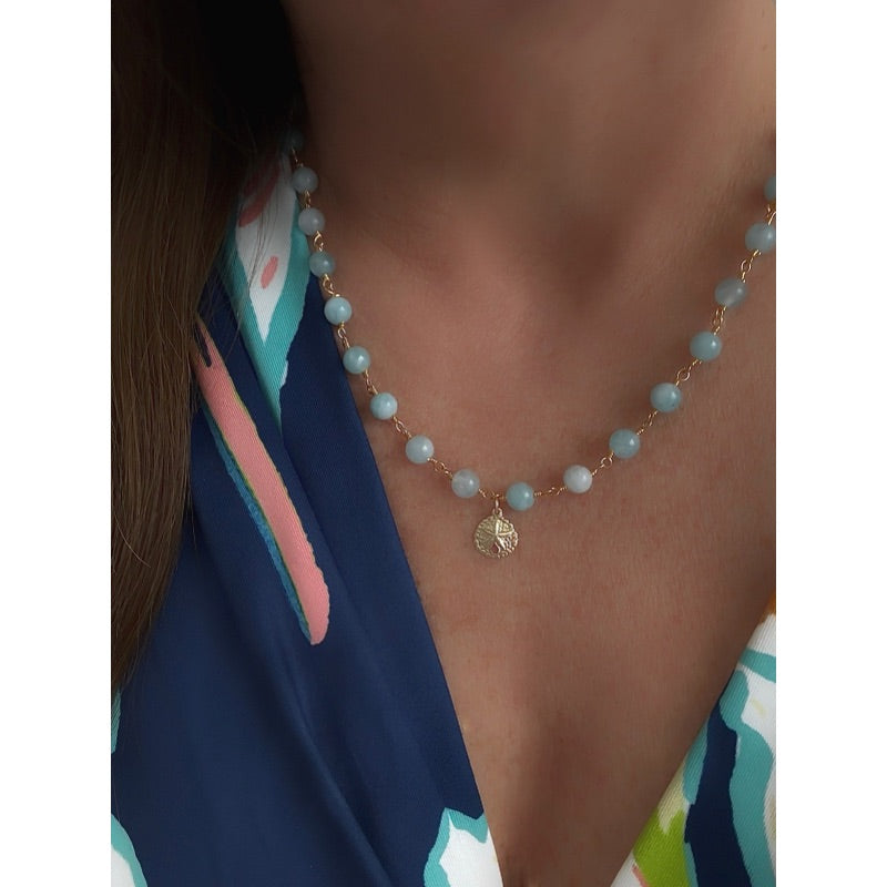 Sanddollar Blue Jade Necklace
