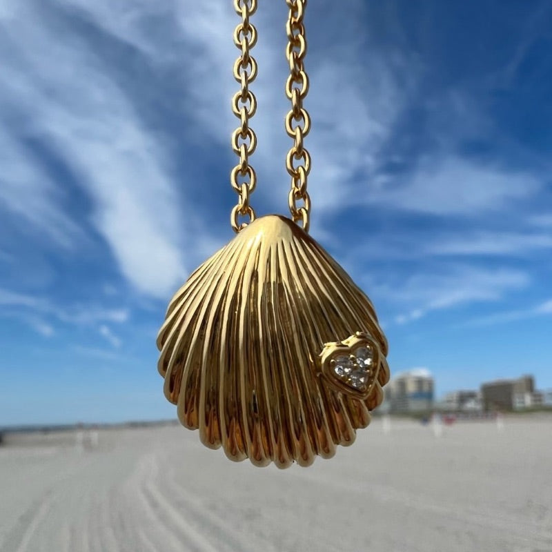 14K Gold Clad Love Shell Necklace by Goddaughters