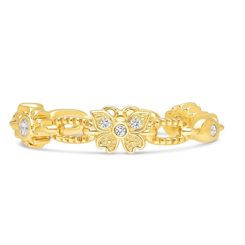 14K gold clad Sterling Silver Good Vibes Ring by Goddaughters