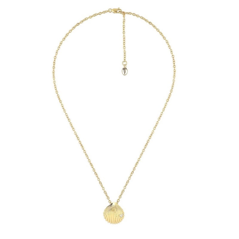 14k gold clad Love Shell Necklace with white topaz heart by Goddaughters wearable Art for the Soul