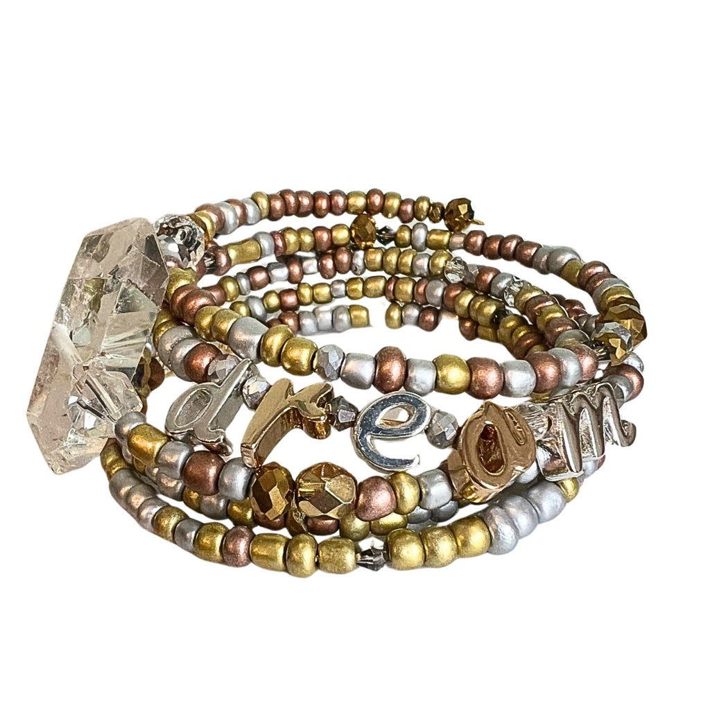 Dream Affirmation Clear Quartz Crystal Wrap Bracelet