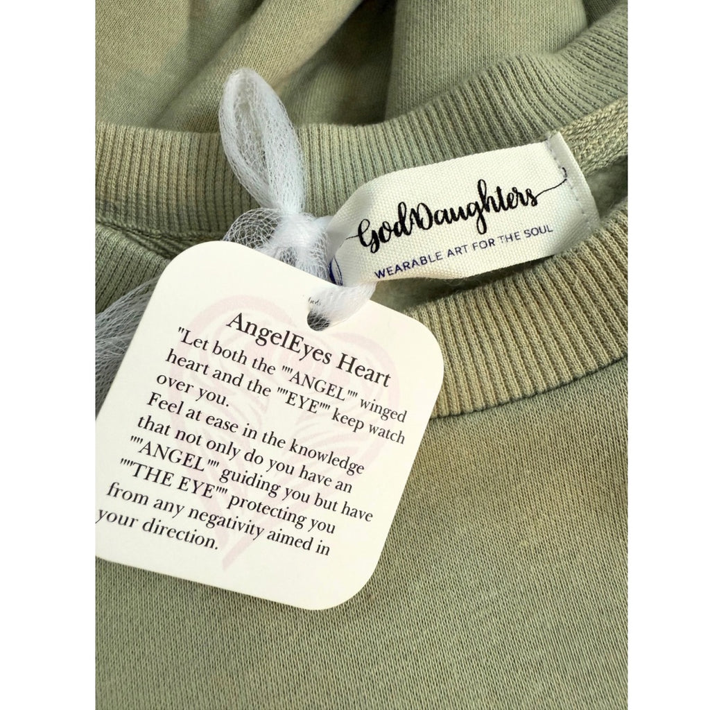 Light Green Angel on my Shoulder Balloon Sleeve Sweatshirt and Necklace Bundle