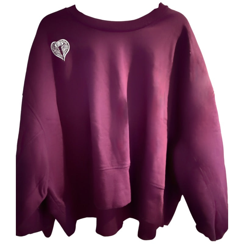 Angel on My Shoulder Balloon Sleeve Plum EmbroideredSweatshirt and Color Therapy Angel on my Shoulder Freshwater Pearl Necklace Bundle