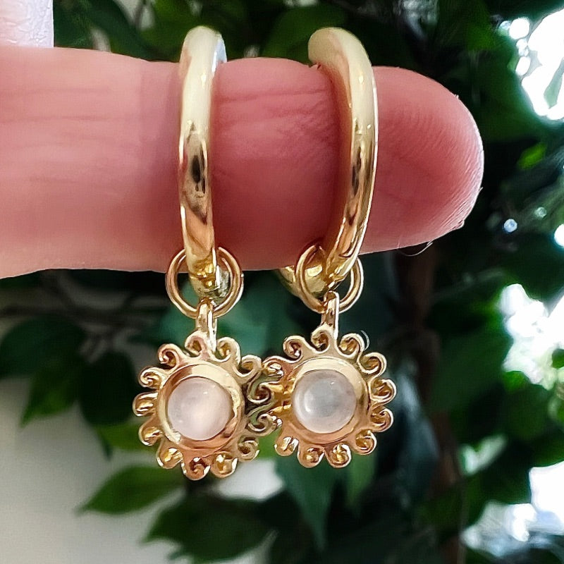 Sun Charm Huggie Earrings
