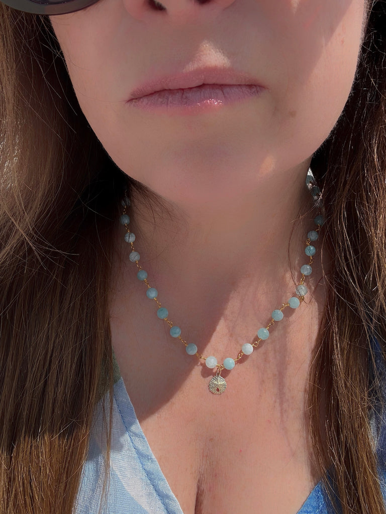 Sanddollar Blue Jade Necklace