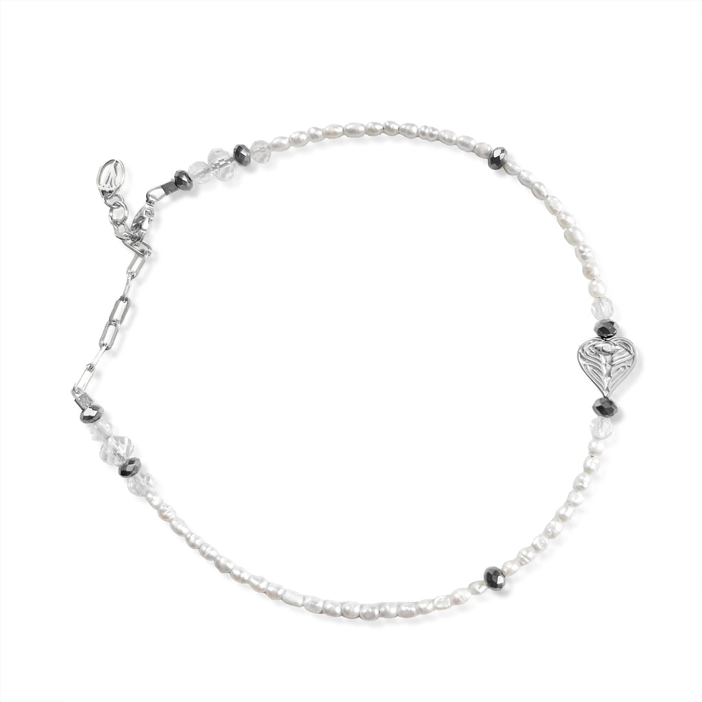 AngelEyes Heart Freshwater Pearl Anklet
