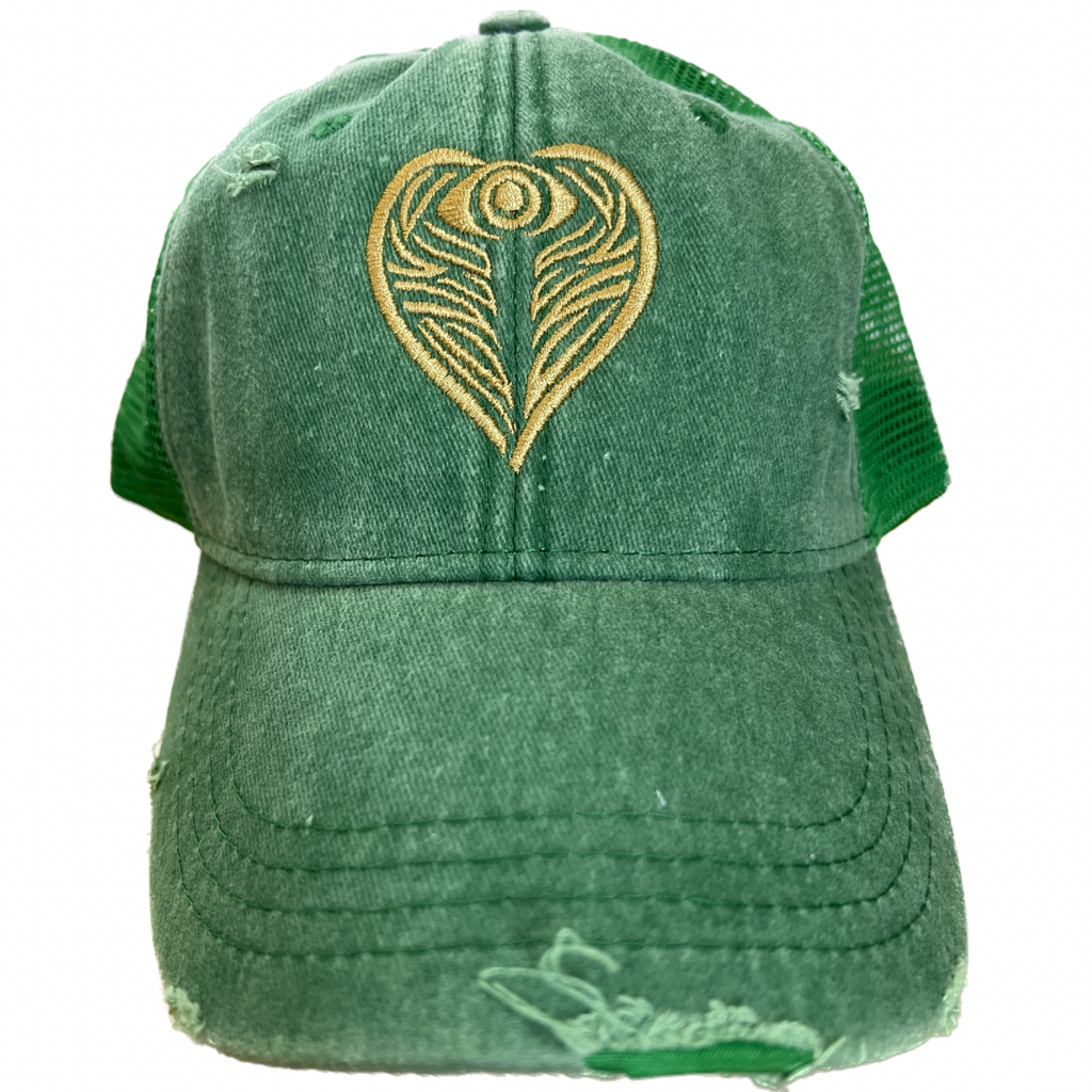 AngelEyes Heart Green Trucker hat by goddaughters
