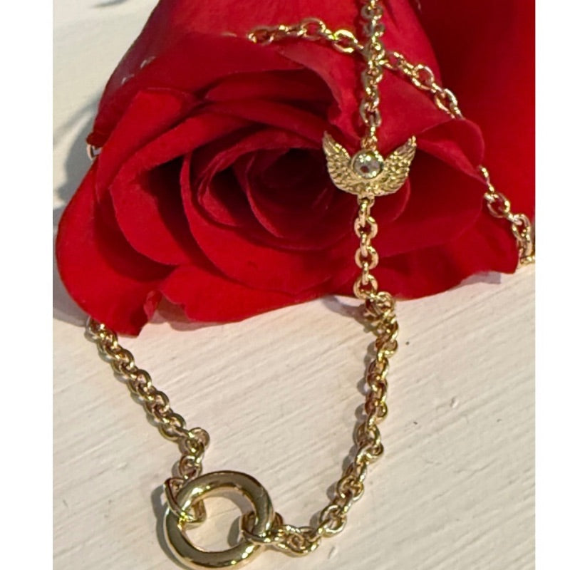 Angel on my Shoulder Charm Holder Necklace by Goddaughters white topaz gemstone