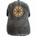 Gold Dharma Wheel Black Hat by Goddaughters