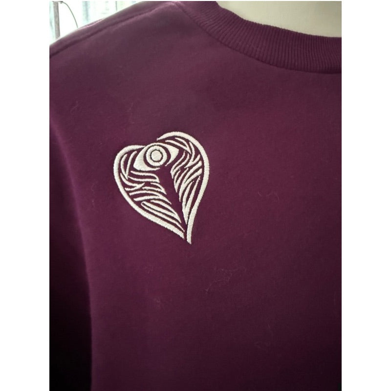 Angel on My Shoulder Balloon Sleeve Plum EmbroideredSweatshirt
