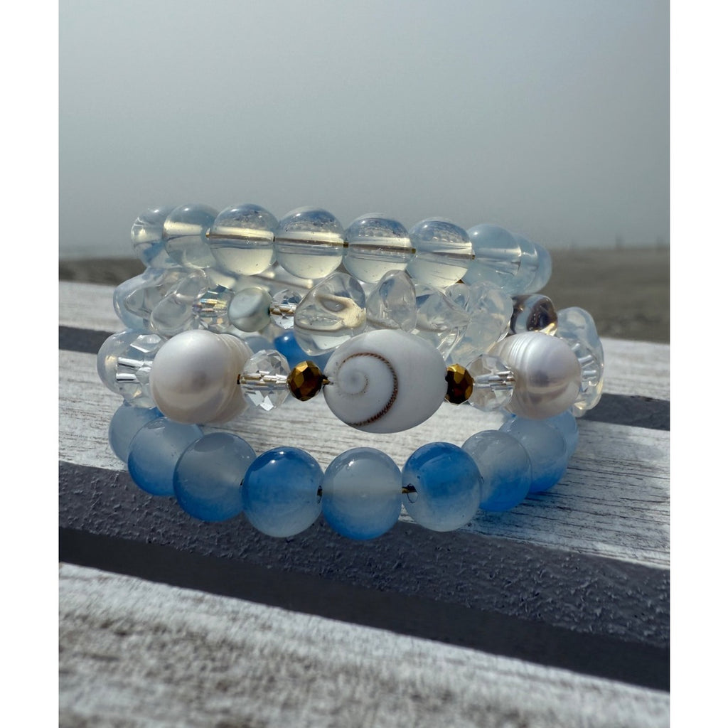Light Blue Shiva Shell Wrap Bracelet