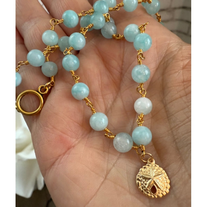 Sanddollar Blue Jade Necklace