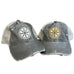 Dharma Wheel Grey Hat with Silver and Gold by Goddaughters.JPG