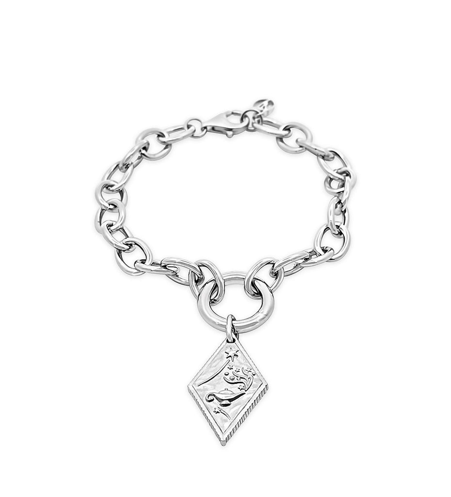 Dream Believe Achieve Wish Sterling Silver Charm Bracelet By Goddaughters