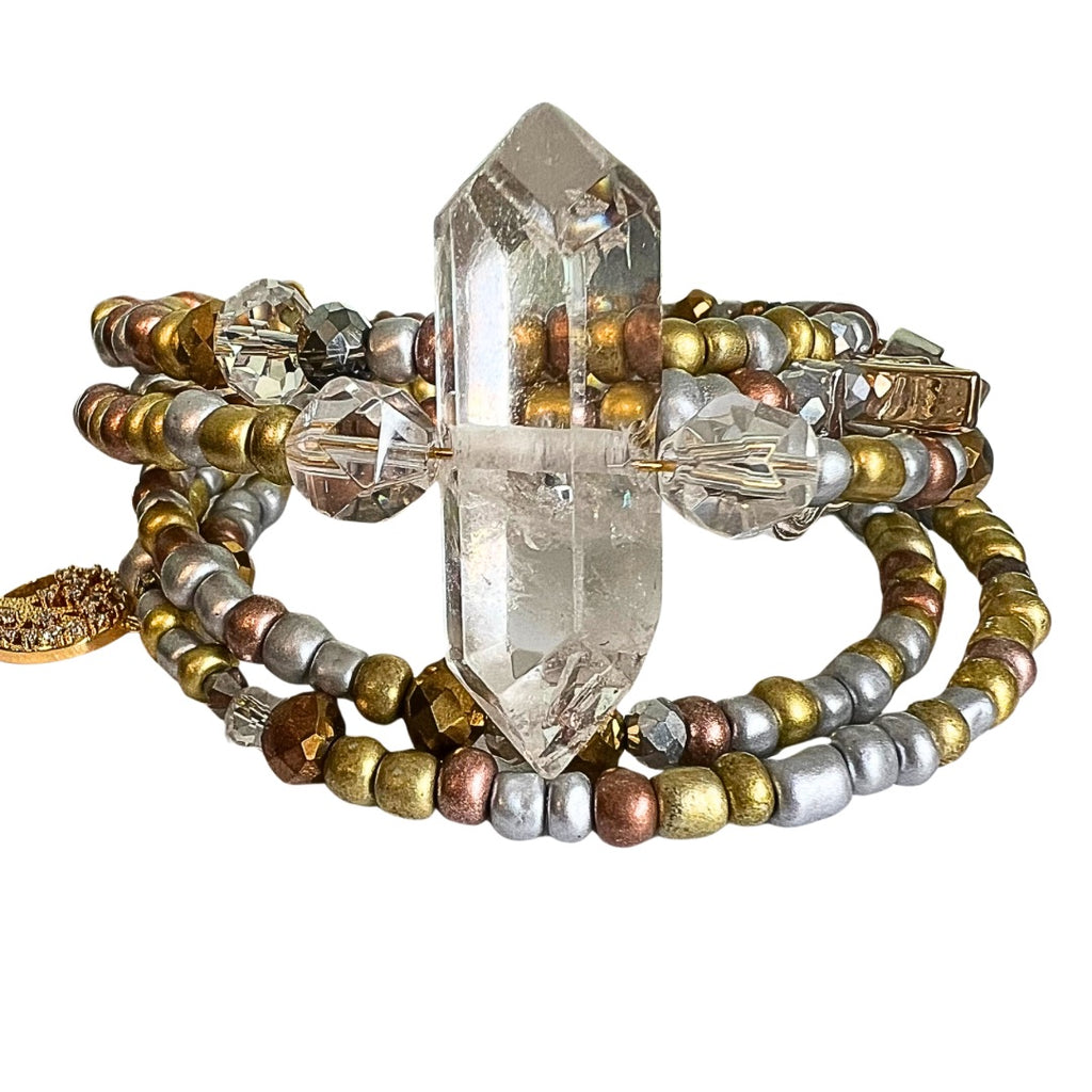 Dream Affirmation Clear Quartz Crystal Wrap Bracelet