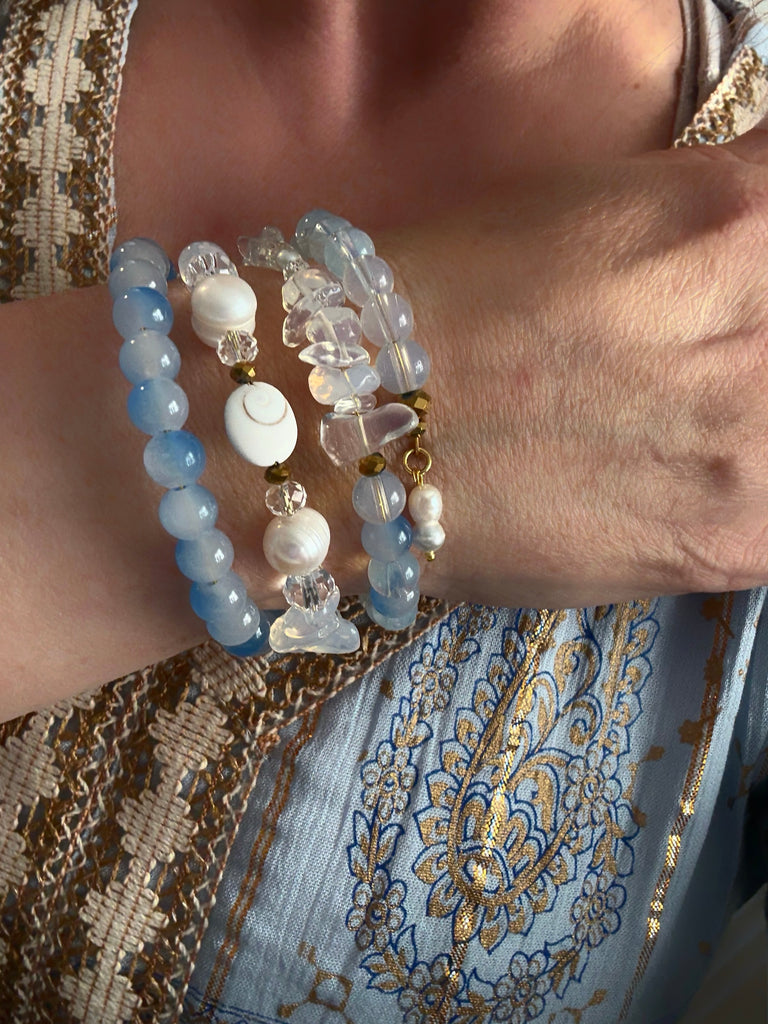 Light Blue Shiva Shell Wrap Bracelet