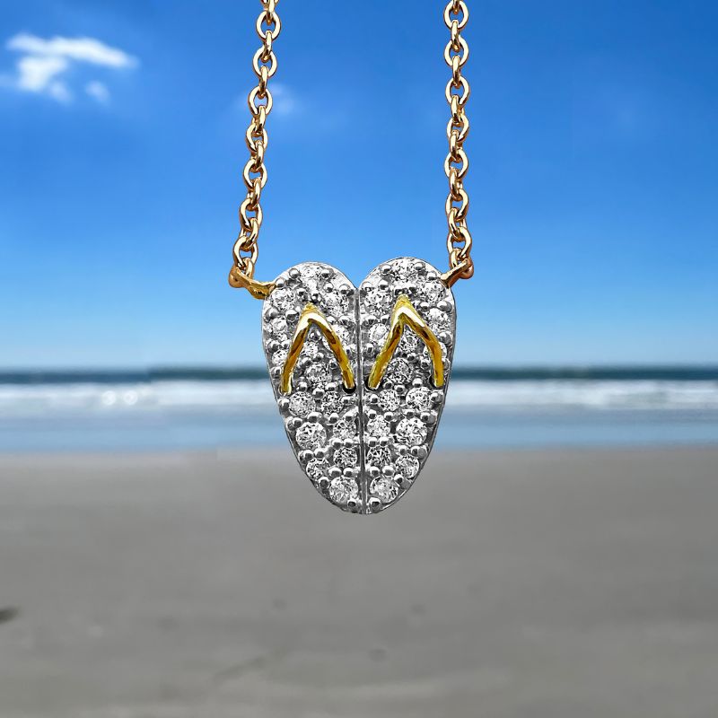 Goddaughters Flip Flop Heart Necklace Summer Jewelry that shines