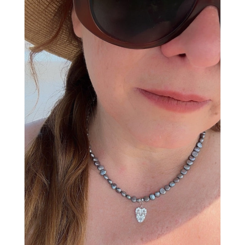 FlipFlop Heart Freshwater Pearl Necklace by Goddaughters Wearable Art for the Soul