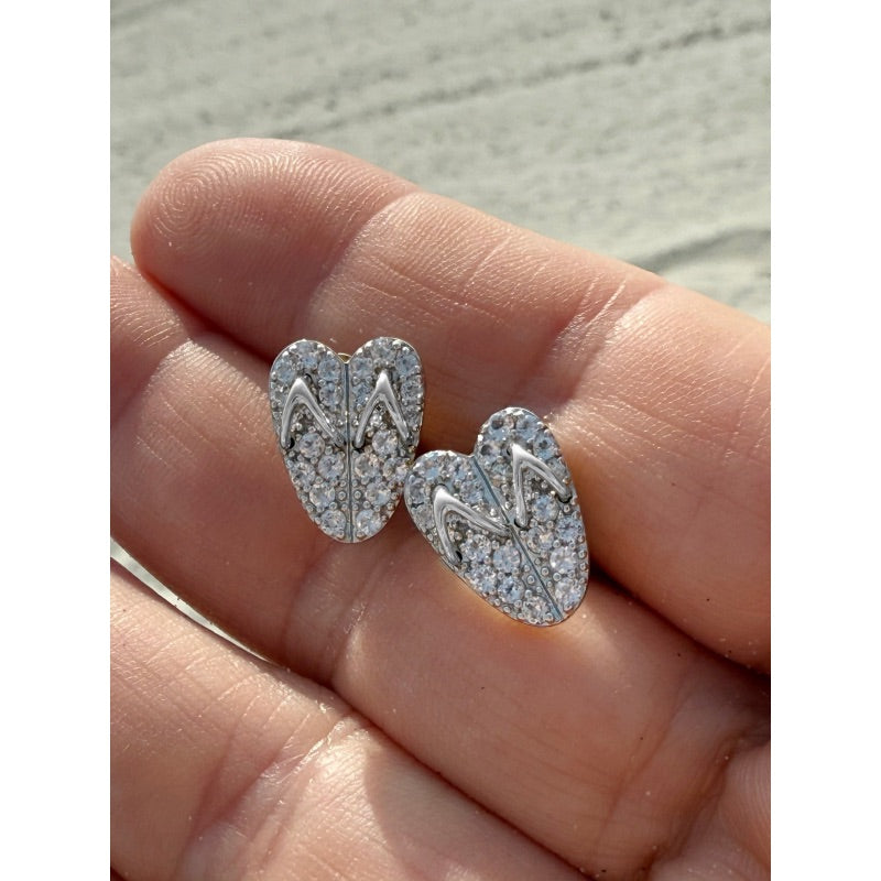 FlipFlop Heart White topaz Stud Earrings
