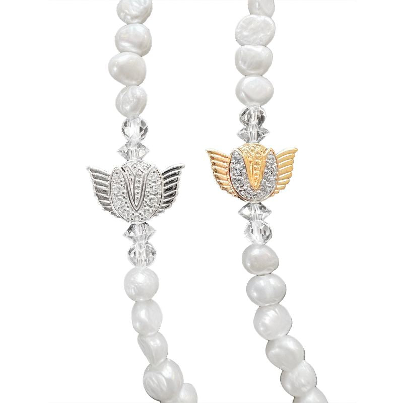 Tulip Angel on my Shoulder FRESHWATER PEARL Necklace  by Goddaughters by Goddaughters