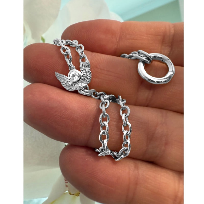 Goddaughters Angel on my Shoulder Sterling Silver Charm Holder Necklace