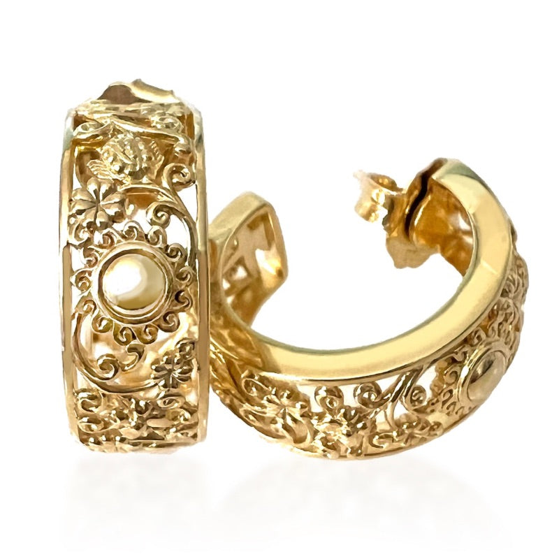 Gold Goddess Scroll Hoop Earrings by Goddaughters