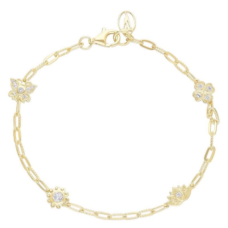 Goddaughters Gold with White topaz Stones Good Vibes Bracelet