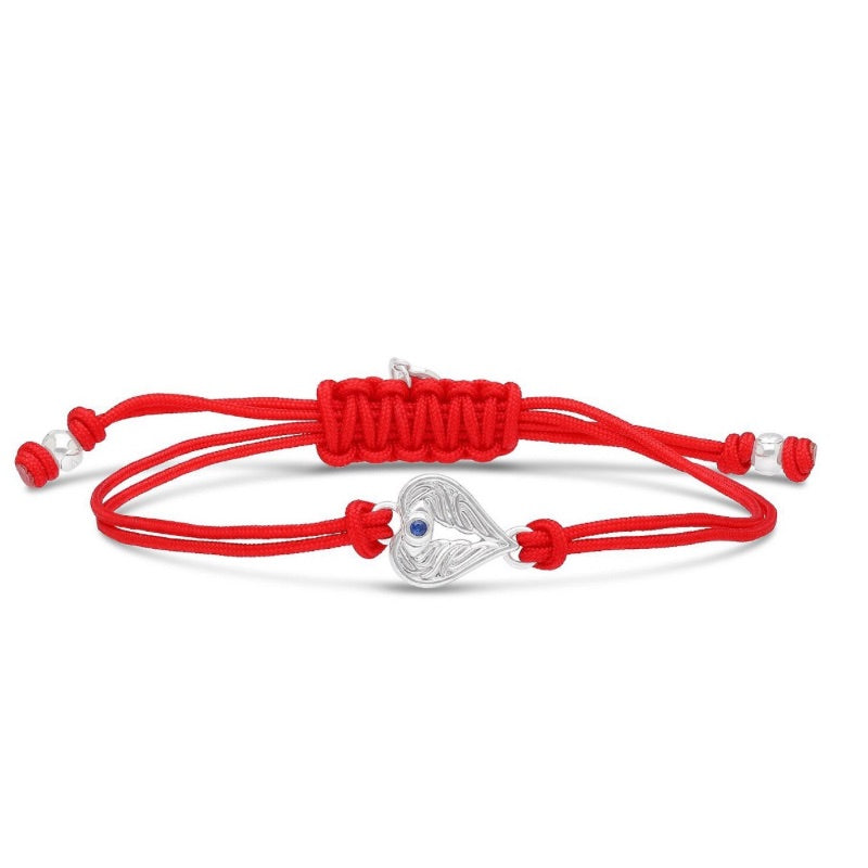 Goddaughters Sterling Silver AngelEyes Heart Red String Bracelet designed to Protect your Peace