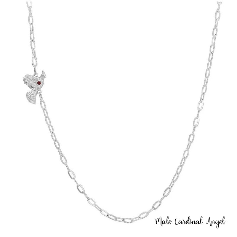 Goddaughters Sterling Silver Cardinal Angel on my Shoulder Necklace A reminder your angels are near