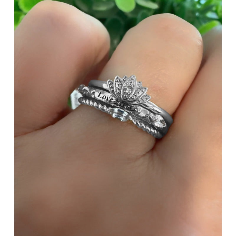 Goddaughters Sterling Silver Stackable Lotus Ring