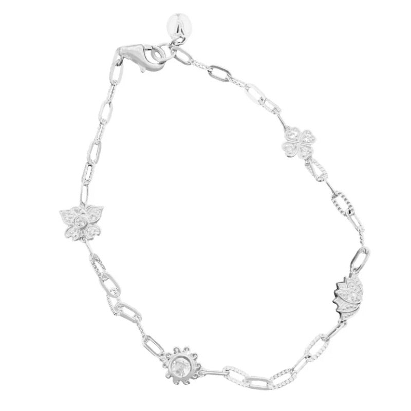 Goddaughters Sterling Silver with White topaz Stones Good Vibes Bracelet