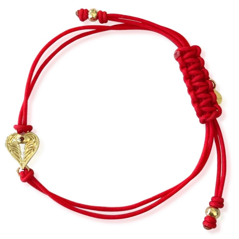 Goddaughters gold AngelEyes Heart Red String Bracelet