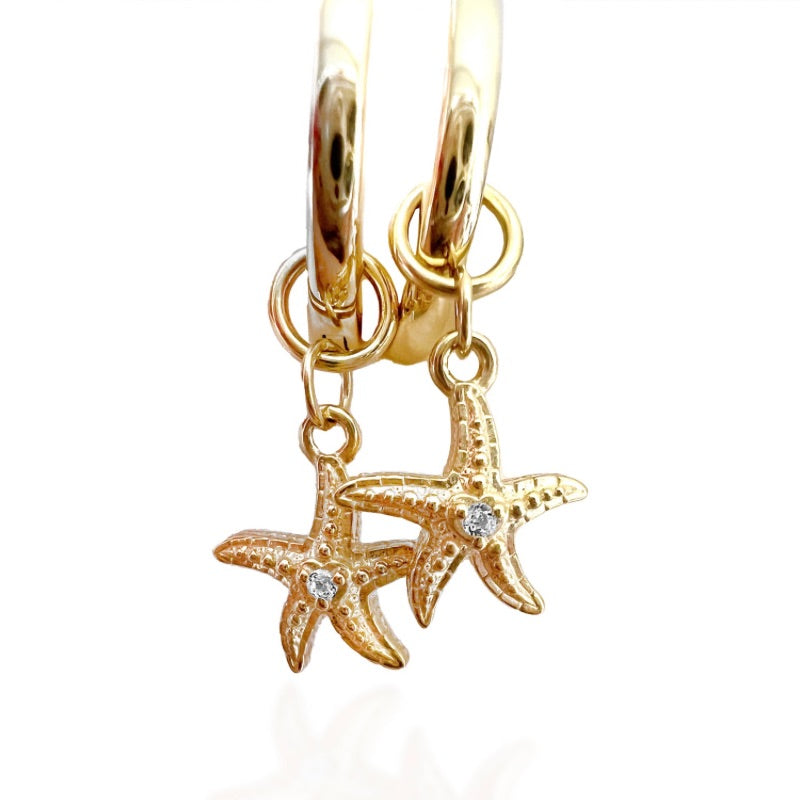 Gold Starfish Huggie Hoops By Goddaughters