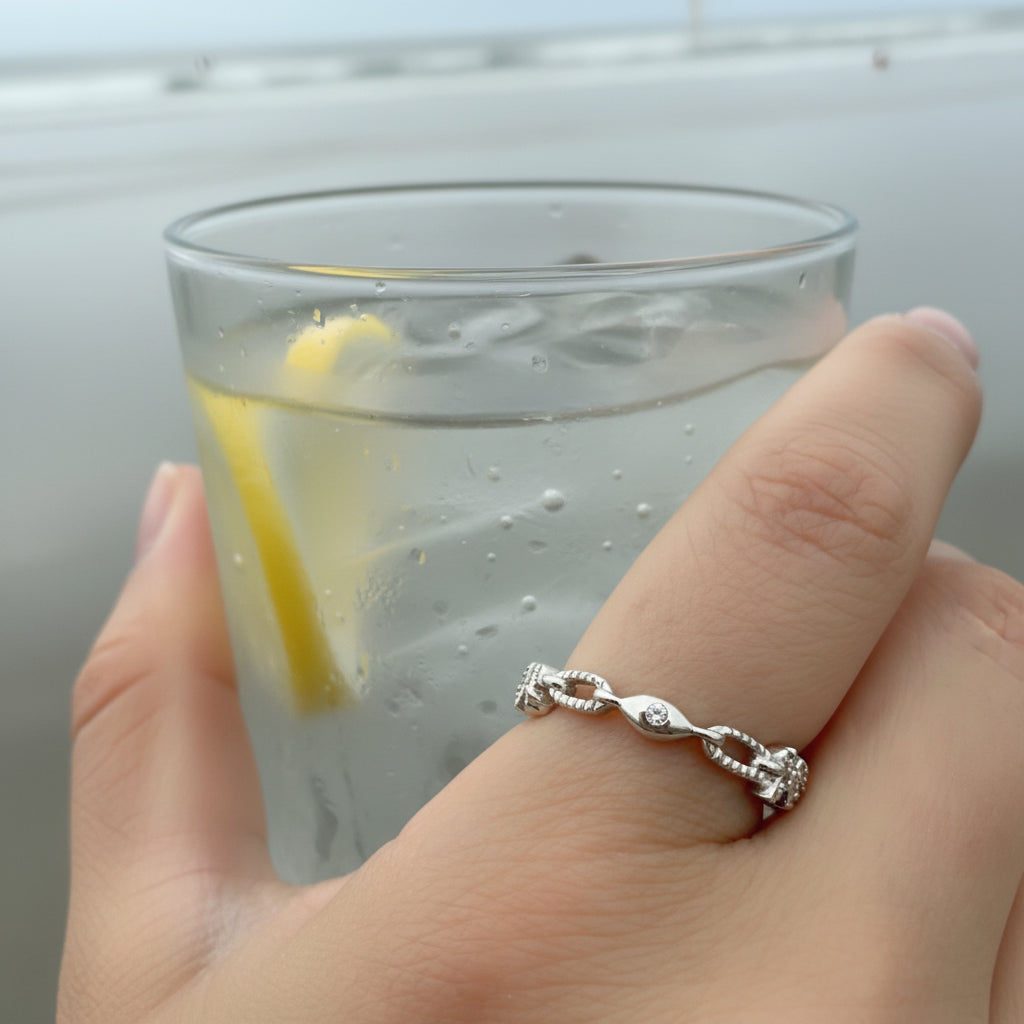 Good Vibes Ring evil eye feature by Goddaughters