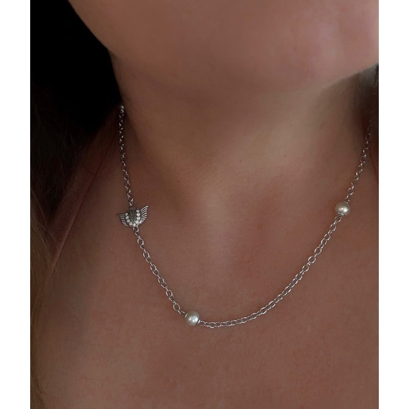 Tulip Angel on my Shoulder Pearl Station Necklace