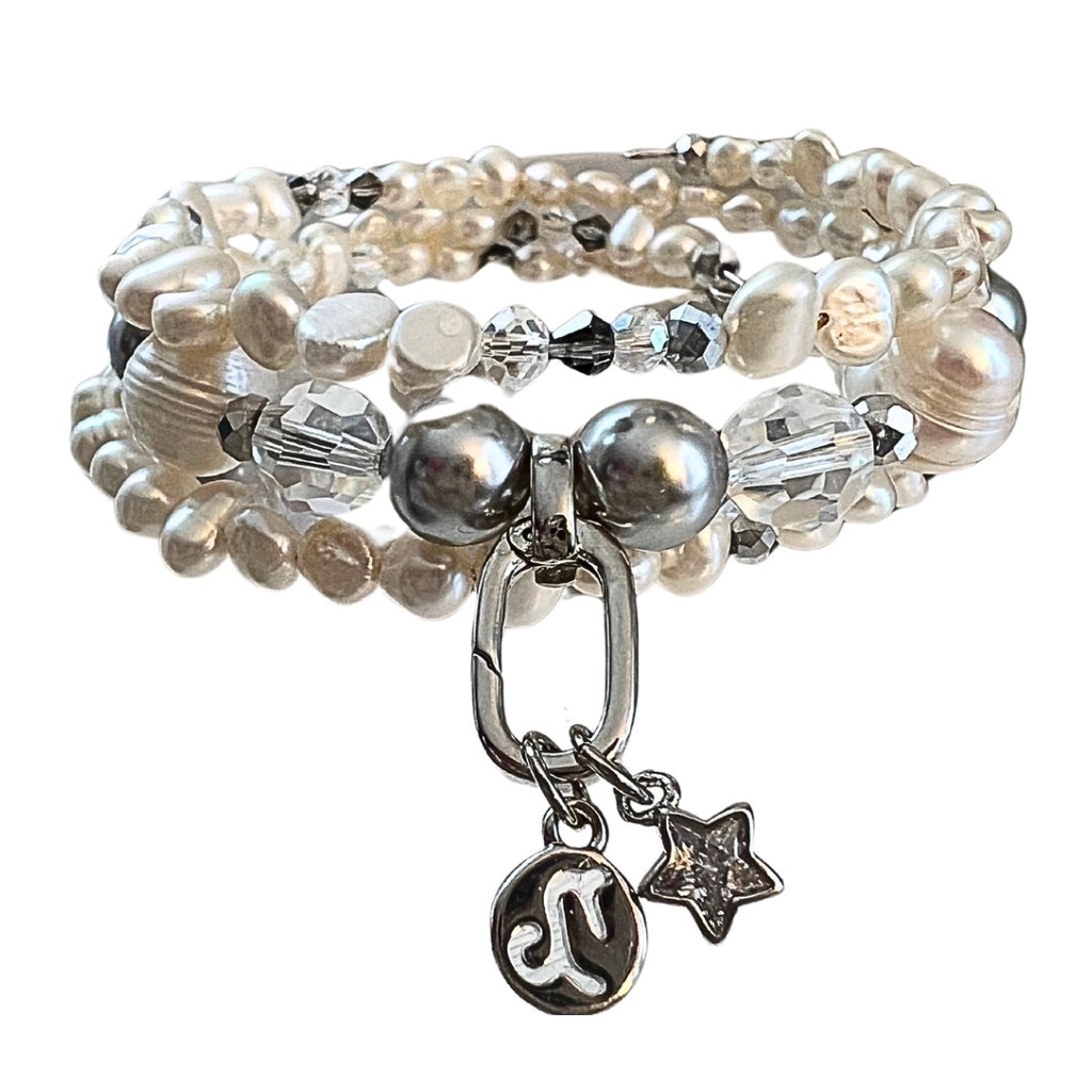 Zodiac Pearl Charm Wrap Bracelet