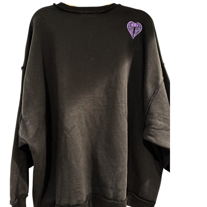 AngelEyes Heart Black Oversized Sweatshirt & Angel on my Shoulder Necklace Bundle