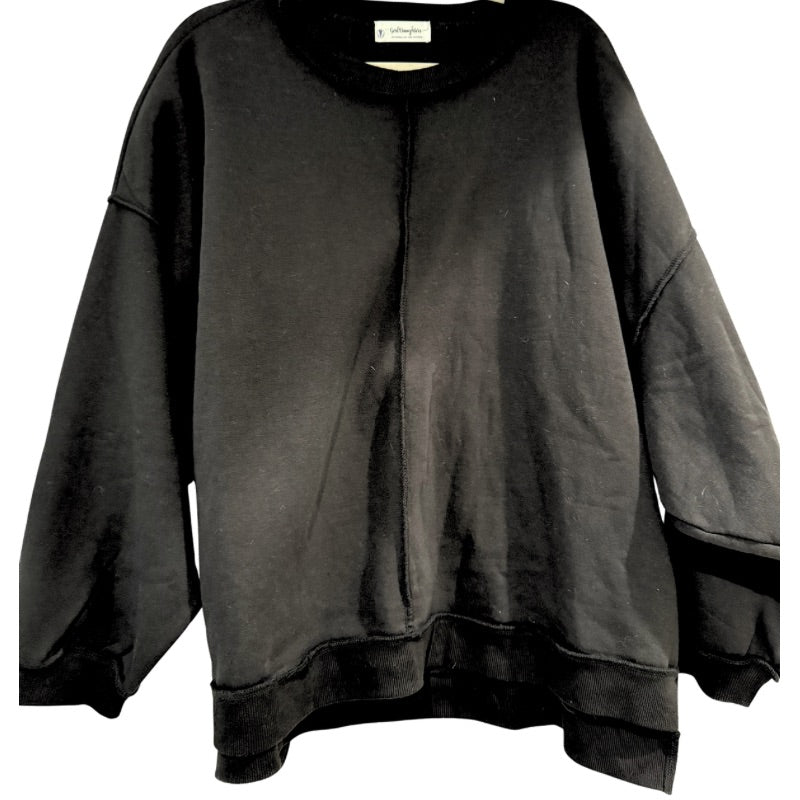 AngelEyes Heart Black Oversized Sweatshirt & Angel on my Shoulder Necklace Bundle