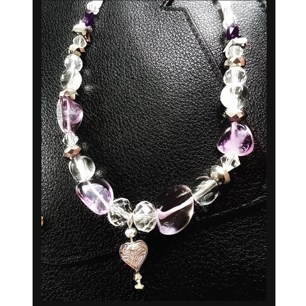 Purple Protection AngelEyes Heart Hat & Necklace Bundle