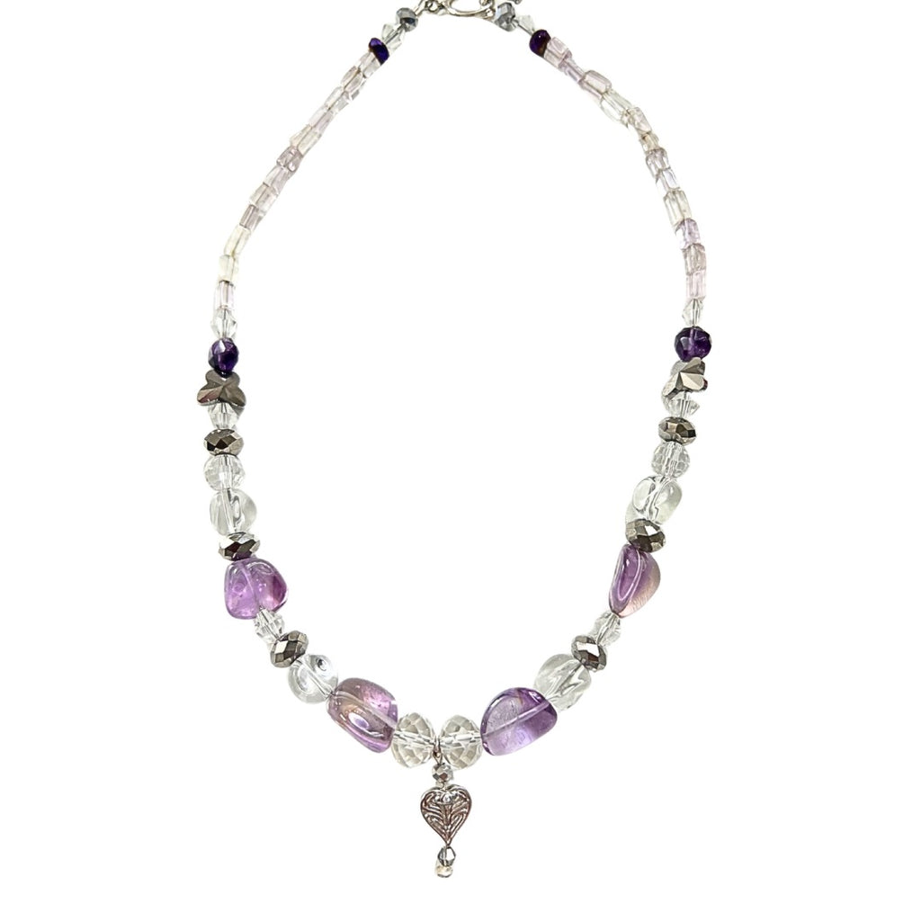 Purple Protection AngelEyes Heart Hat & Necklace Bundle