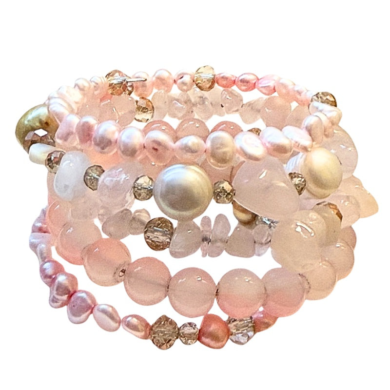 Pearl for Peace Rose Quartz Wrap Bracelet