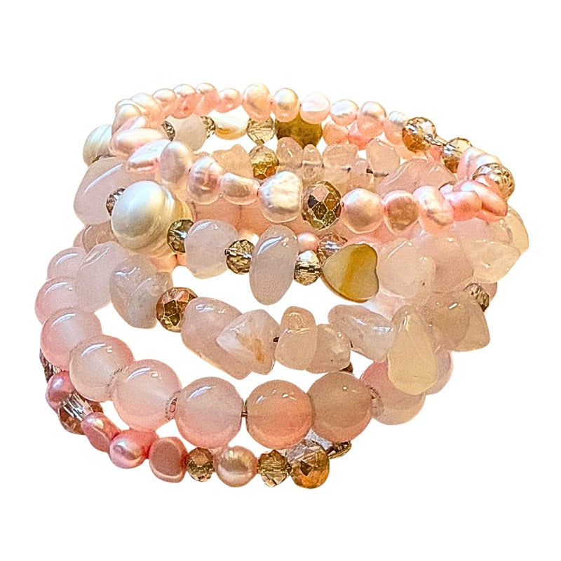 Pearl for Peace Rose Quartz Wrap Bracelet