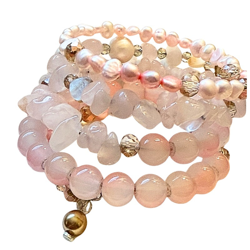 Pearl for Peace Rose Quartz Wrap Bracelet