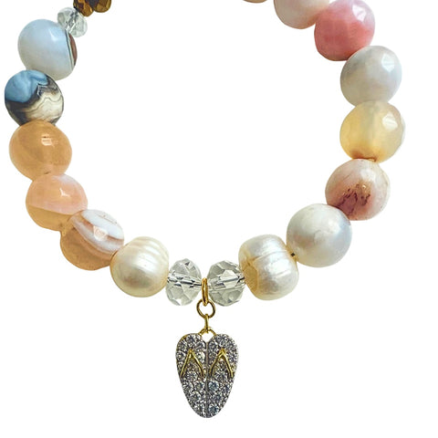 Flip Flop Heart Fire Agate Bracelet
