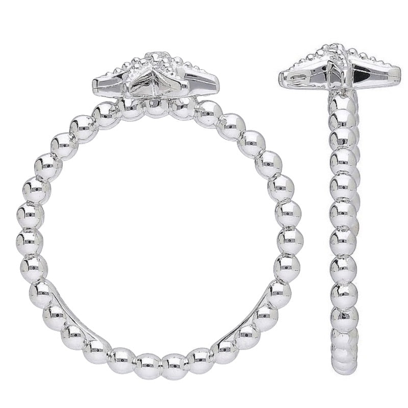 Starfish Sterling Silver Beaded Band Ring