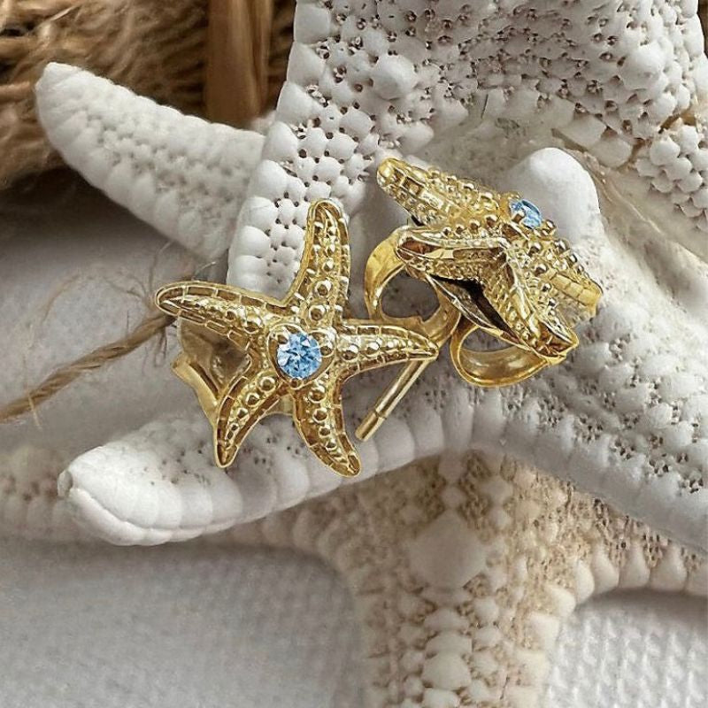 Starfish Stud Blue Topaz Earrings