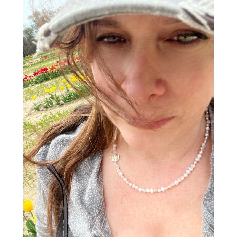 Goddaughters Tulip Angel on my Shoulder Necklace