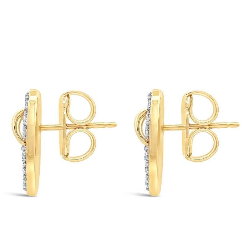 Flip Flop Heart White Topaz Gold Earrings
