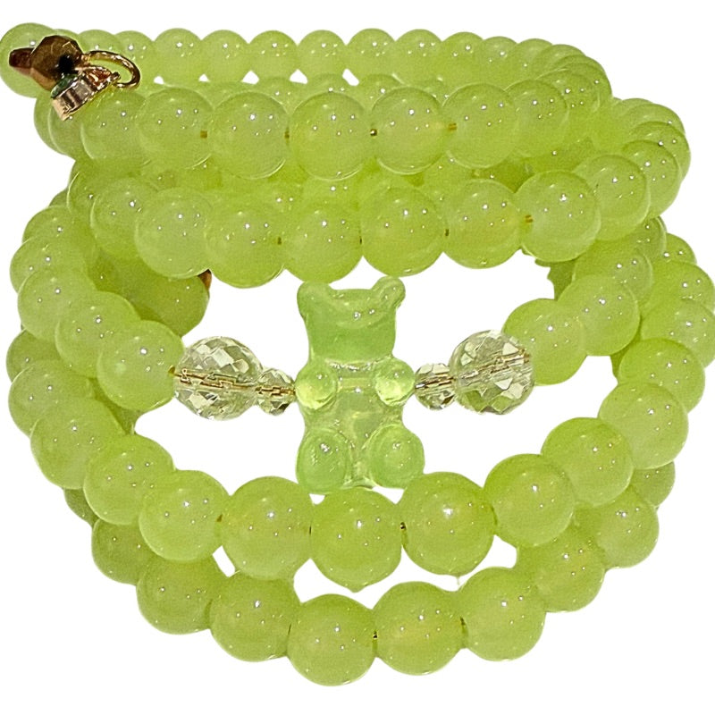 Lime Green Sweet Bear Arm Candy Wrap Boho Bracelet