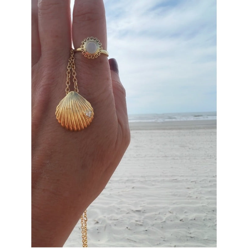 Love Shell Necklace and Sun Ring by Goddaughters Wearable Art for the Soul